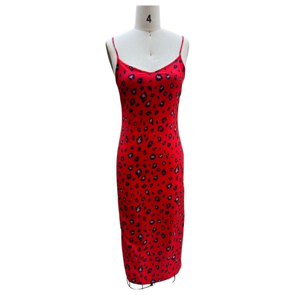 A8 Ava Red Leopard Slip Dress in xs